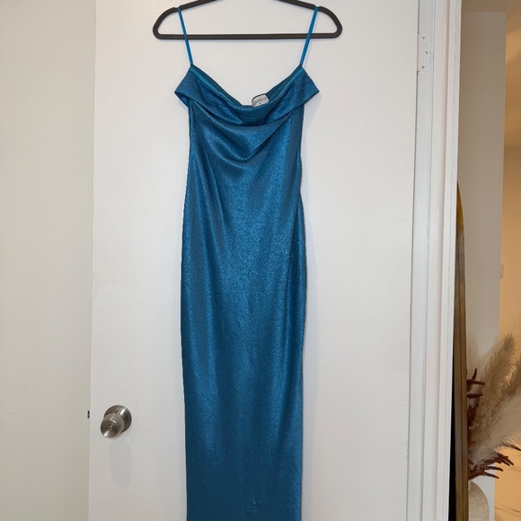 RUNAWAY LEILA SLIP DRESS - AQUA - Picture 4 of 5